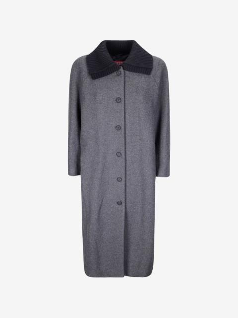 Diesel ribbed-collar wool-blend coat