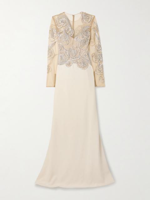 GEORGES HOBEIKA Crystal-embellished Tulle And Faille Gown