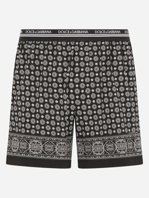 Dolce & Gabbana Stretch cotton shorts with tie print