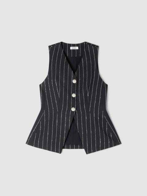 Sandro SEQUINNED STRIPED JACKET