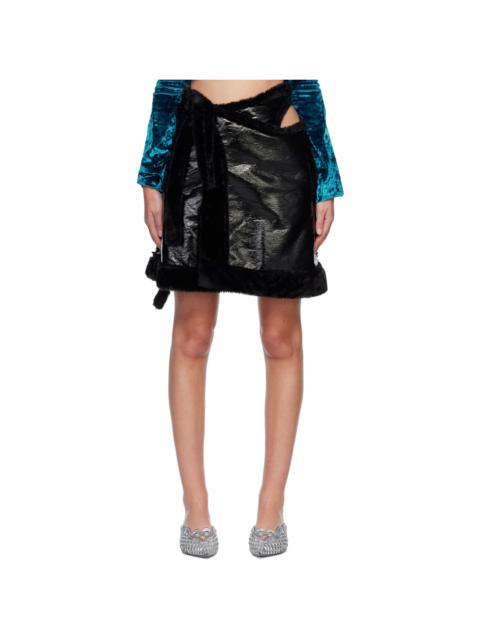 OTTOLINGER Black Wrapped Faux-Leather Miniskirt