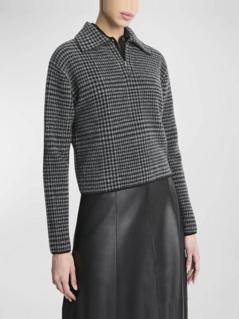 Wool and Cashmere Plaid Half-Zip Sweater