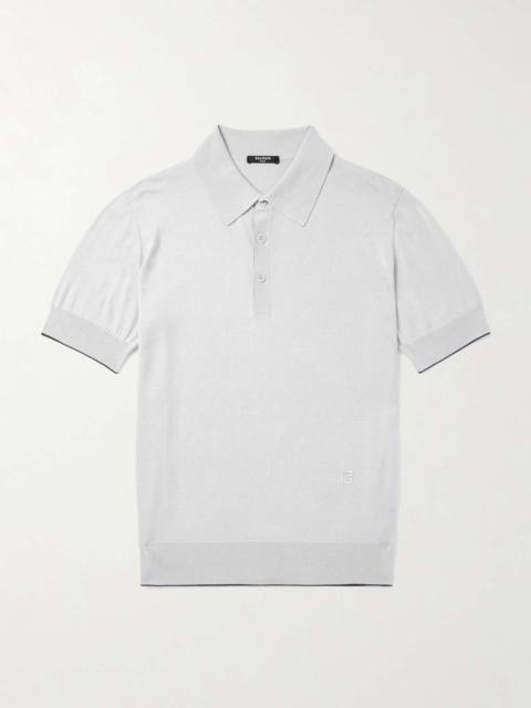 Balmain Logo-Embroidered Silk-Blend Polo Shirt