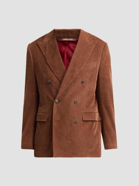 Canali Men's Velvet Corduroy Cotton Double-Breasted Jacket - Rust