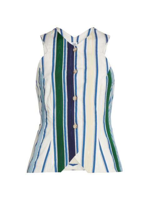 ROSIE ASSOULIN Women's King Giorgio Striped Cotton-Blend Vest - Blue Stripe