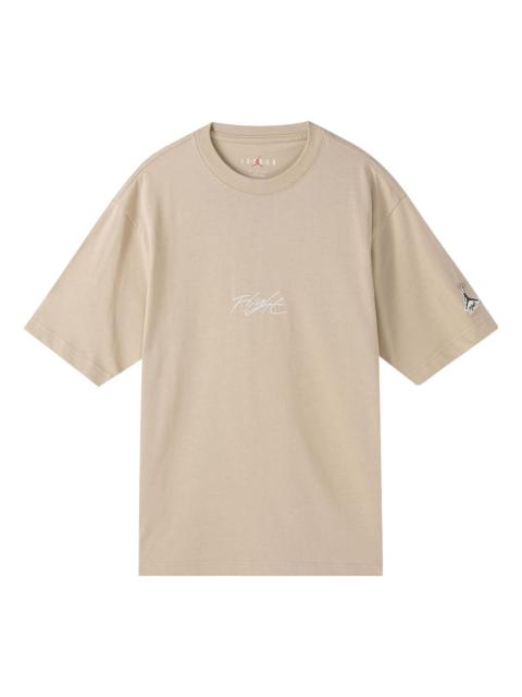 Jordan Men's Jordan Flight Essentials Embroidered Logo Sports Round Neck Short Sleeve Apricot Color T-Shirt