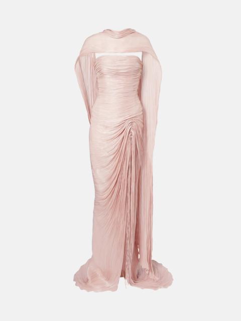 MARMAR HALIM Draped pleated scarf-detail gown