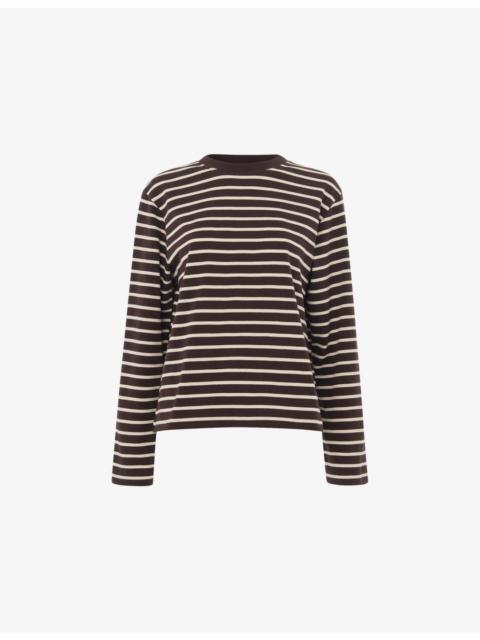WHISTLES Striped Long-Sleeved Cotton-Jersey Top