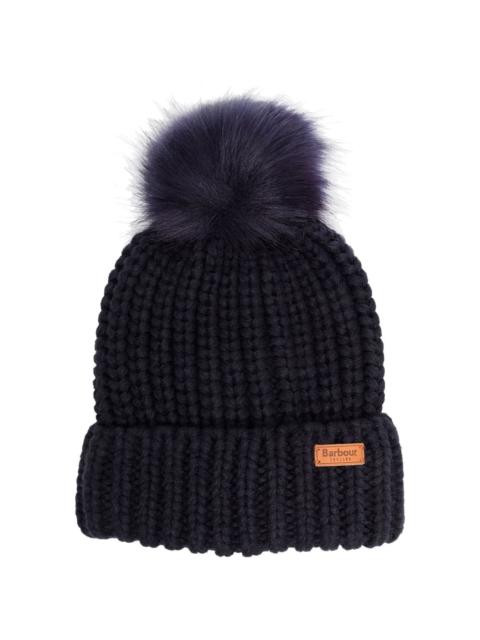 Barbour logo pom-pom beanie hat