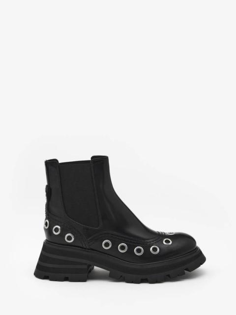 Alexander McQueen Women's Wander Eyelet Chelsea Boot in Black