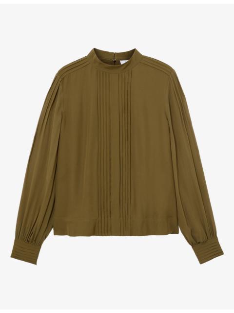 REISS Ottilie Pintuck-Detail Woven Blouse