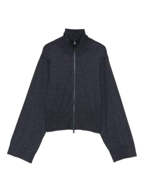 lurex-detail zip-up blouse
