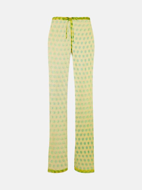 Dries Van Noten Polka-dot silk wide-leg pants