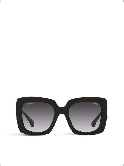 CHANEL CH5474Q square-frame leather and acetate sunglasses