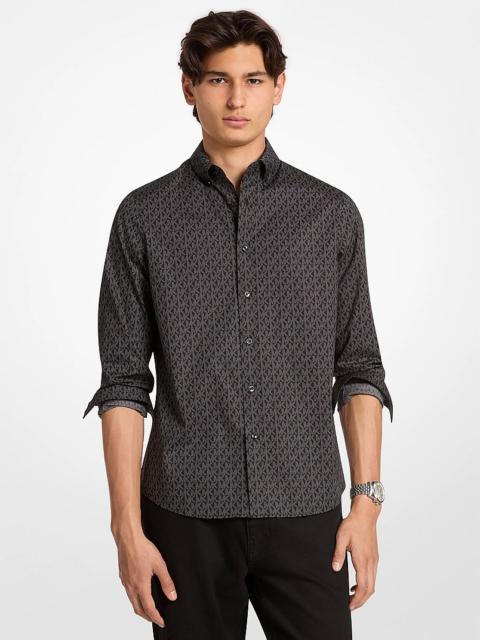 MICHAEL KORS Signature Logo Print Stretch Cotton Shirt