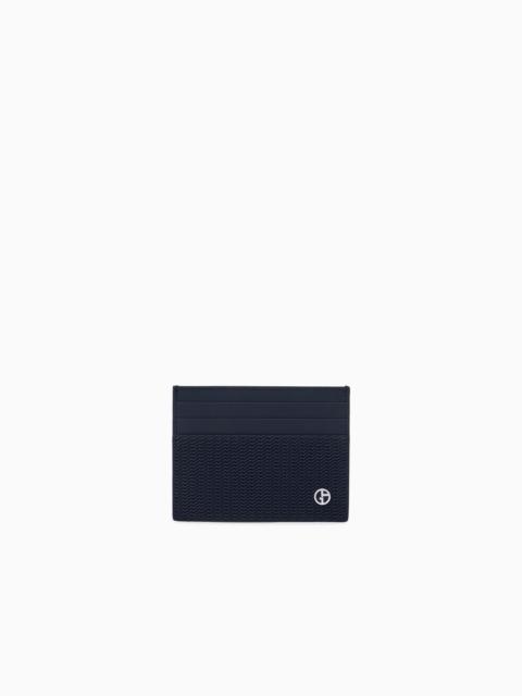 GIORGIO ARMANI CARD HOLDER IN WAVE PRINT LEATHER FOR 6 CARDS