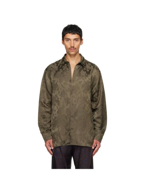 Dries Van Noten Khaki Brocade Shirt