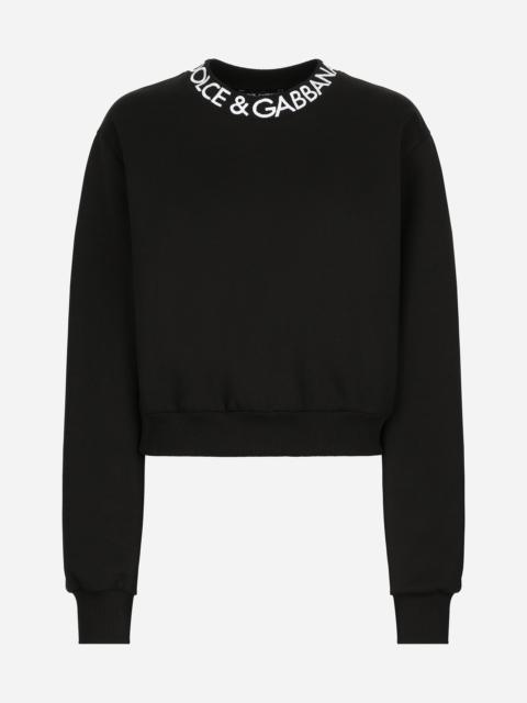 Jersey sweatshirt with Dolce&Gabbana logo embroidery