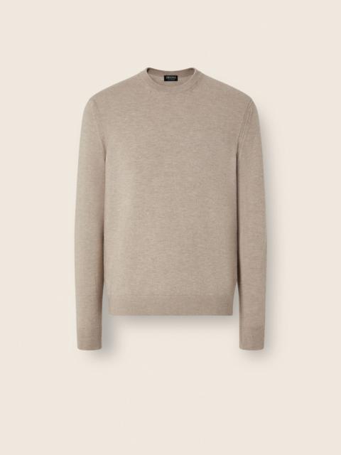 ZEGNA LIGHT TAUPE OASI CASHMERE CREWNECK