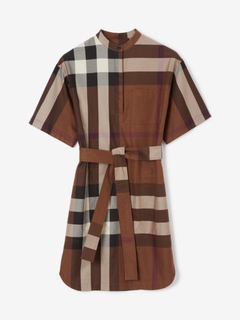 Burberry Check Cotton Tie-waist Shirt Dress