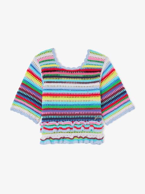GANNI TOP IN STRIPED CROCHET