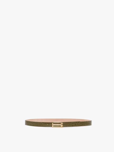 Victoria Beckham Exclusive Frame Belt In Khaki Croc Embossed Calf Leather