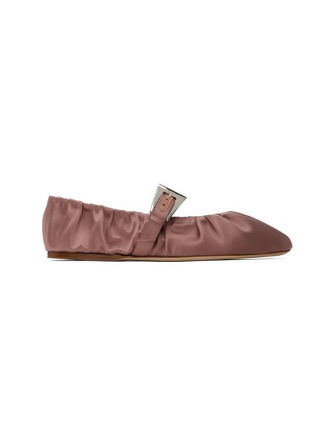 PARIS TEXAS Pink Sveva Plisse Buckle Ballerina Flats
