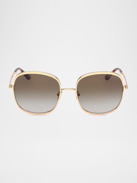 TOM FORD Sofia 57mm Metal Round Sunglasses