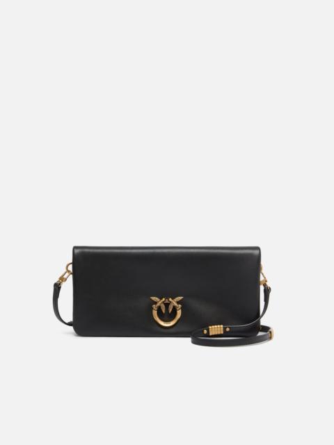 PINKO LOVE BAG CLICK SOFT HORIZONTAL MEDIUM CROSSBODY CLUTCH IN LEATHER