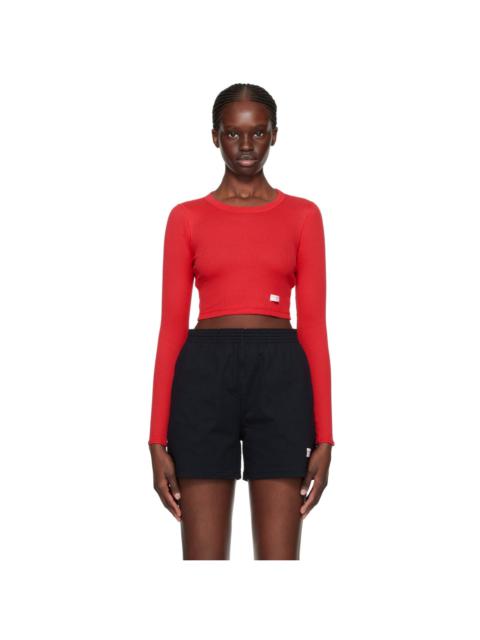 Alexander Wang Red Cropped Long Sleeve T-Shirt
