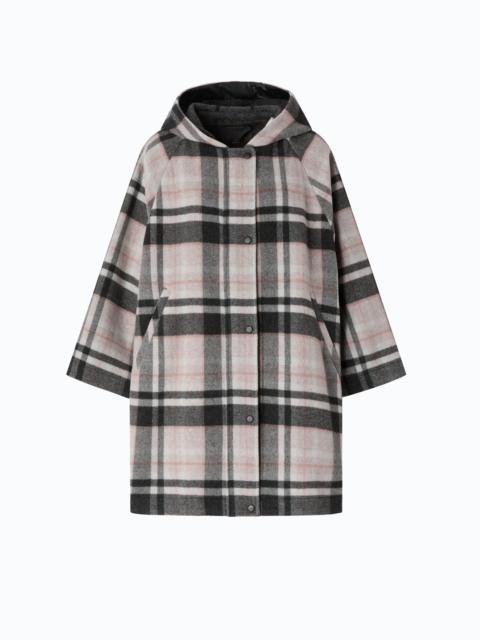 PINKO CHECK WOOL-BLEND CAPE