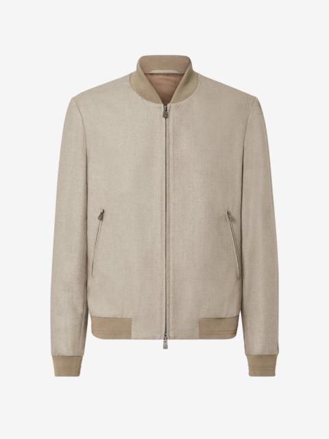 CORNELIANI Beige silk and wool bomber jacket