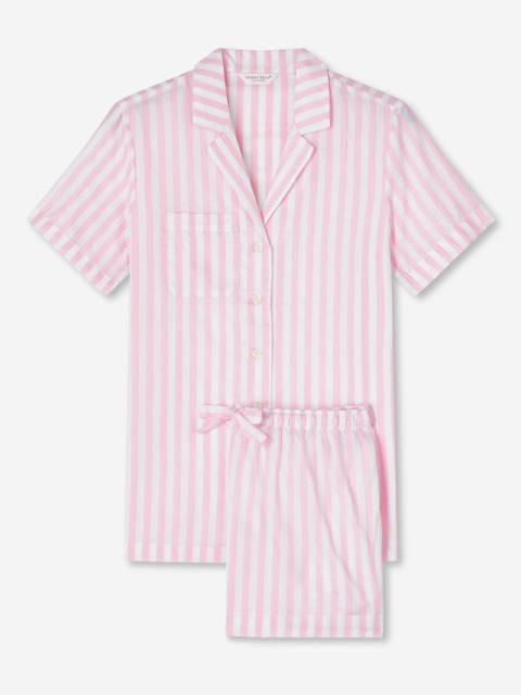 Derek Rose Women's Short Pyjamas Capri 20 Cotton Pink