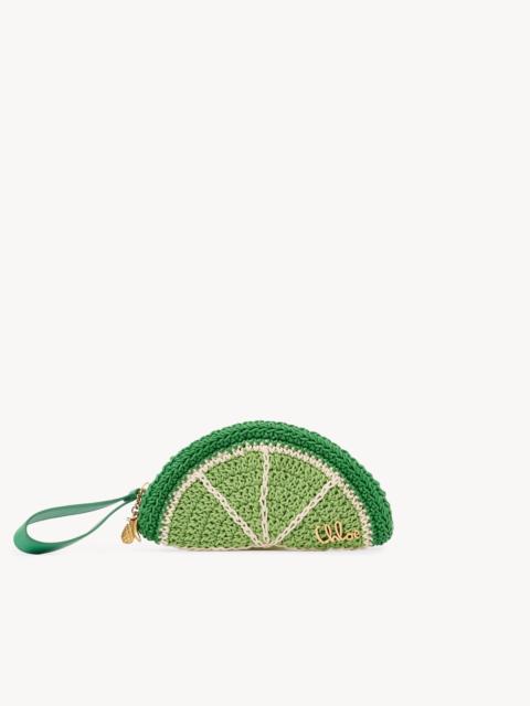 Chloé CHLOÉ TROPICUS LIME SLICE POUCH IN WAXED CORD