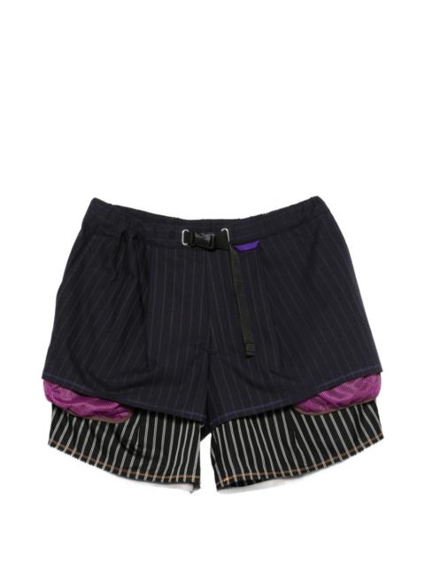 Kolor striped double-layer shorts