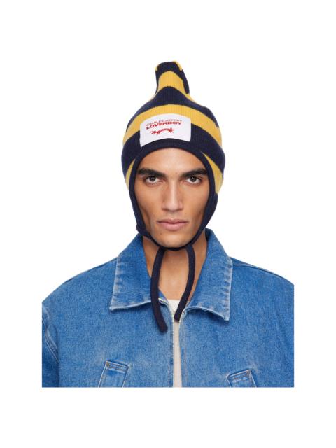 CHARLES JEFFREY LOVERBOY Yellow & Navy Spike Bonnet Beanie