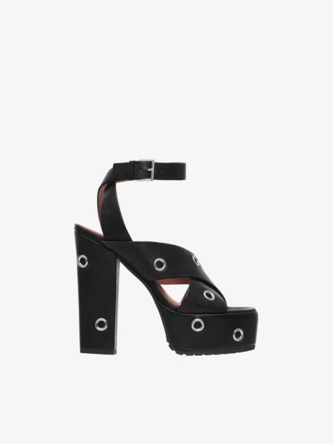 Alaïa BLOCK HEEL PLATEFORM SANDALS IN LAMBSKIN WITH EYELETS