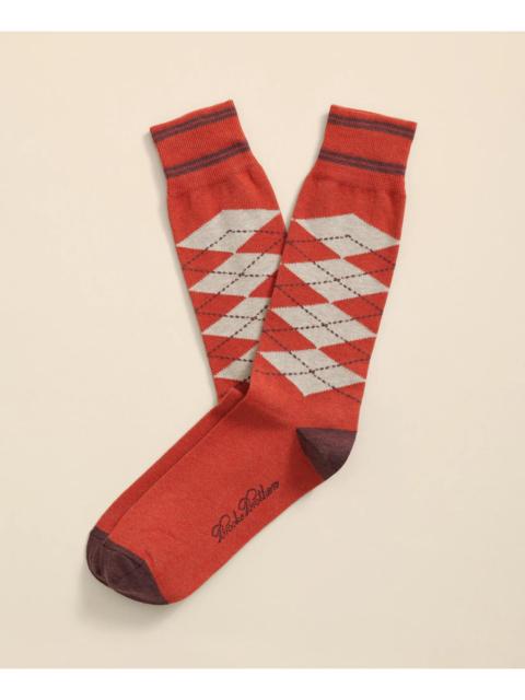 Brooks Brothers Cotton-Blend Tipped Argyle Socks