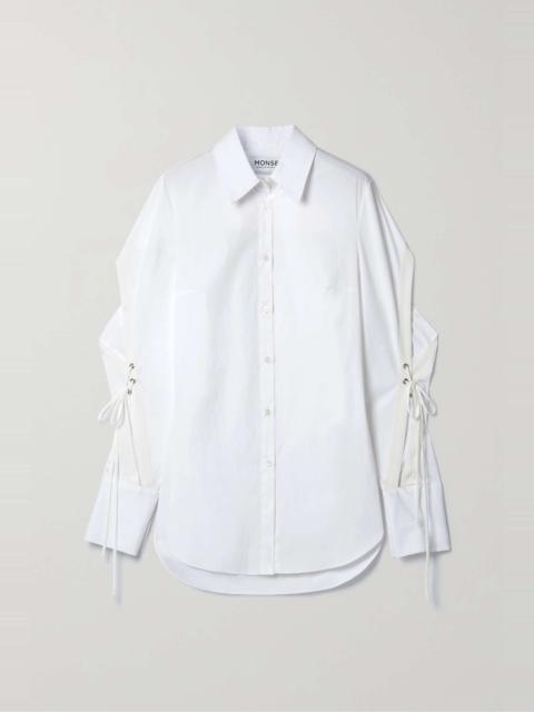 Monse Lace-up cotton-blend poplin shirt