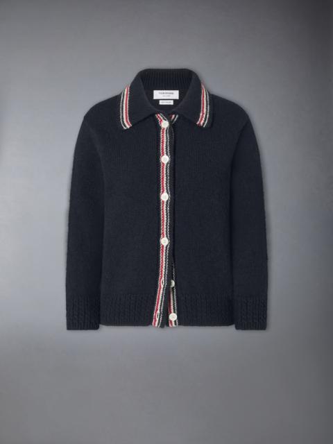 Thom Browne DONEGAL RWB STRIPE HECTOR POINTELLE CARDIGAN