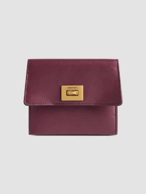 BALENCIAGA Women's Rodeo Card Holder with Flap - Burgundy