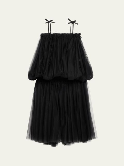 Noir Kei Ninomiya Tulle Tie-Shoulder Mini Dress