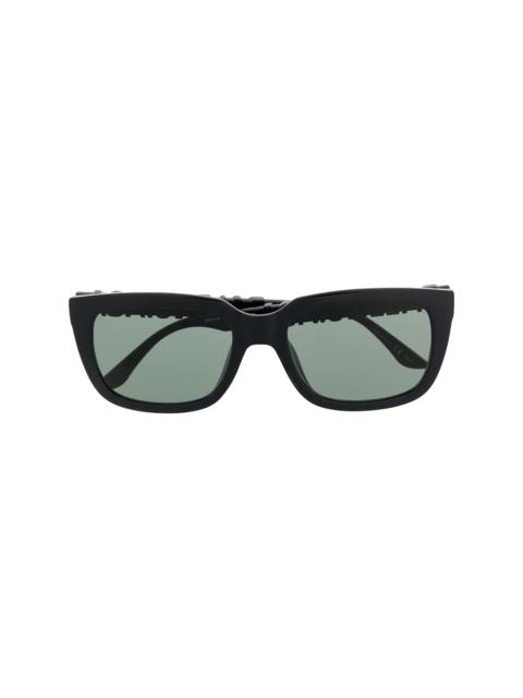 logo lettering rectangular-frame sunglasses