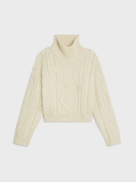 high neck sweater in aran alpaca wool