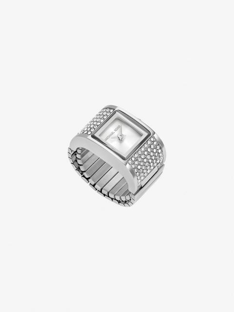 MICHAEL KORS Darrington Pavé Silver-Tone Ring Watch