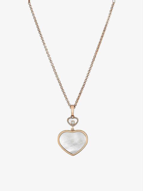 Happy Hearts 18ct rose-gold, 0.05ct diamond and mother-of-pearl pendant