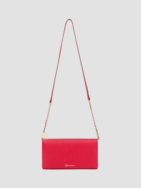 Santoni Women's Leather Wallet-On-Chain Crossbody Bag - Red