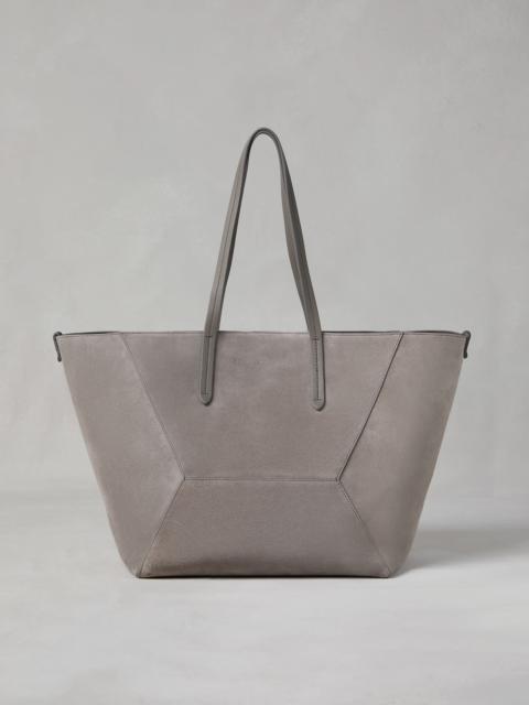 Suede shopper bag with monili