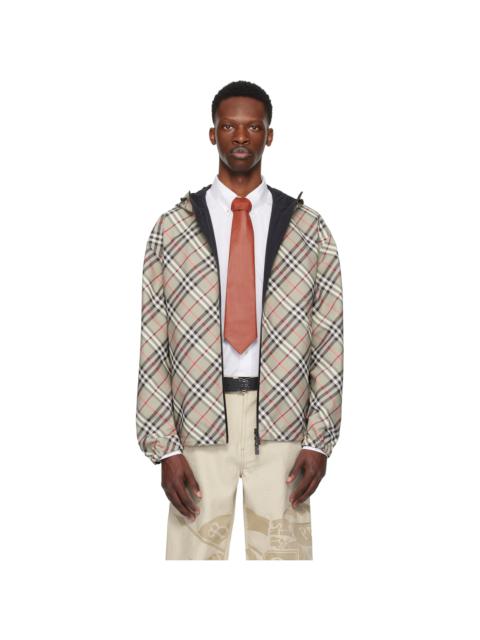 Burberry Taupe & Black Check Reversible Jacket
