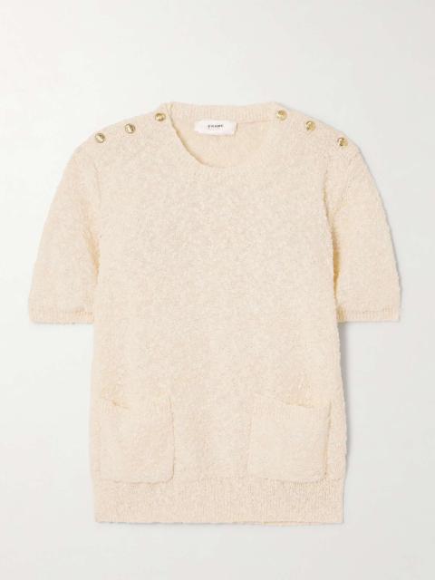 FRAME Button-embellished bouclé-knit sweater